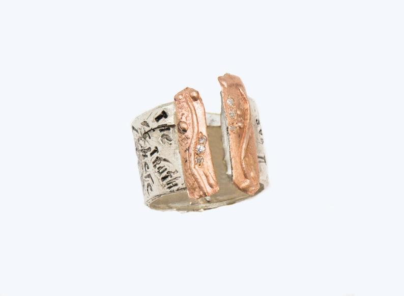 14 Karat Rose Gold and Sterling Silver Handmade 