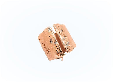 14 Karat Rose Gold Open Bar Ring with Diamonds