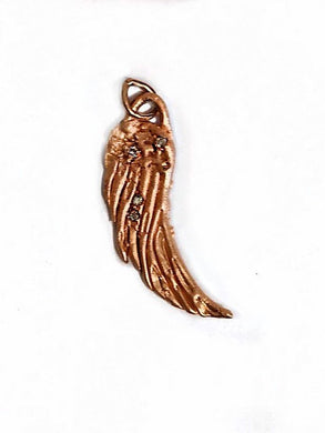 14 Karat Rose Gold Angel Wing Charm Pendant Necklace with Diamonds