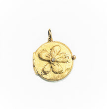 Load image into Gallery viewer, 14K Yellow Gold Flower Locket Pendant with a Single Diamond