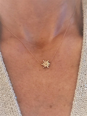 14 Karat Rose Gold Sun Handmade Pendant Necklace with Diamonds, Sun Pendant, 14 Karat Rose Gold Pendant Necklace, 14K Rose Sun Pendant