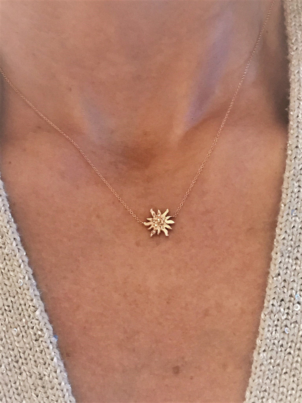 14 Karat Rose Gold Sun Handmade Pendant Necklace with Diamonds, Sun Pendant, 14 Karat Rose Gold Pendant Necklace, 14K Rose Sun Pendant