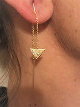 Load image into Gallery viewer, 14K Yellow Gold Small Triangle Handmade Chain Drop Earring Set, Triangle Earring, 14 Karat Gold Earring, 14K Gold Triangle Earring