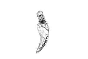 Handmade "Lucky Horn" Women's Pendant in Sterling Silver with Cubic Zirconias