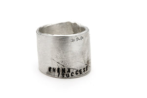 Handmade Ring - Women's & Men's Sterling Silver Ring Inscribed "Think Success"  - Handmade Silver Rings - Unique Handmade Silver Jewelry