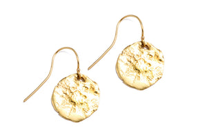 Handmade Earrings - "Love" Women's 14K Yellow Gold Dangle Earrings - Unique Handmade Earrings