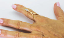 Load image into Gallery viewer, 14 karat yellow gold v shape with a dangle diamond  DAZZEL DANGLE RING