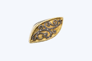 24K Yellow Gold and Silver Wine Twirl Ring