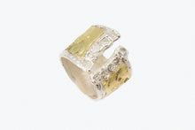 Load image into Gallery viewer, 18 Karat Yellow Gold and Silver Open Ring with Diamonds