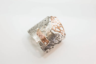 14 Karat Rose Gold and Silver Cuff Bracelet