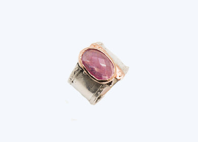 14 karat rose goldand sterling silver  pink turmaile and rose gold ring