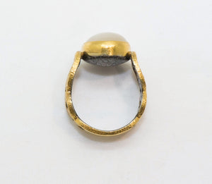 24karat pure gold , sterling silver and moonstone ring