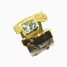 Load image into Gallery viewer, Silver and 14 Karat Gold Ring with Aquamarine
