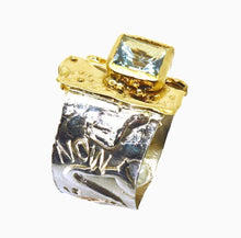 Load image into Gallery viewer, Silver and 14 Karat Gold Ring with Aquamarine